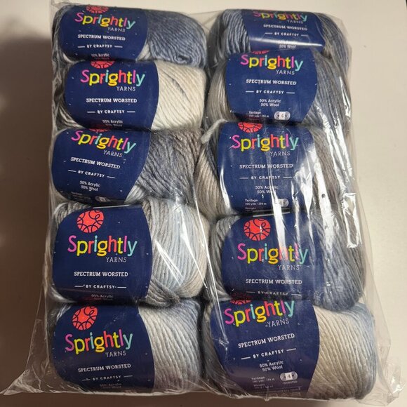 10 Skeins Sprightly Yarns Spectrum Worsted Grey Variegated Wool Acrylic OOP #905 - Picture 2 of 2